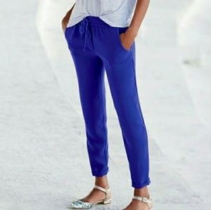 Bright blue Jcrew 6T tall drapey linen pants